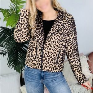 Andree by Unit Leopard print moto jacket